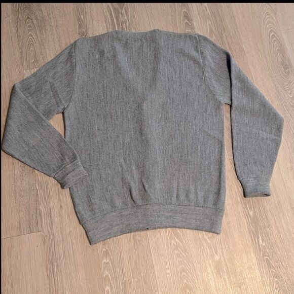 Vintage 90s Grunge Jantzen USA Oversized Drop Shoulder cardigan sweater gray M - Picture 2 of 8